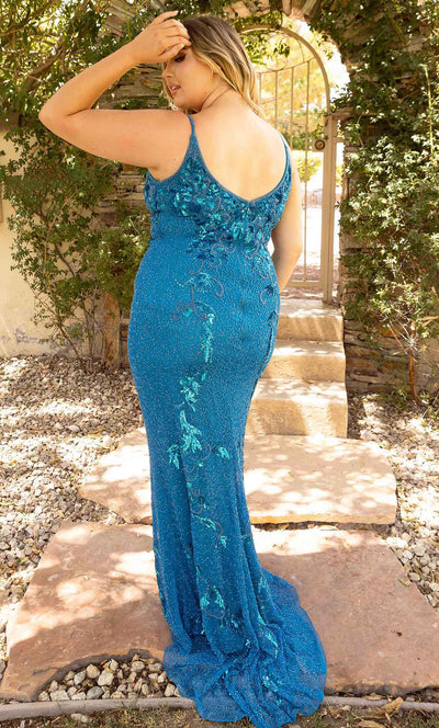 Primavera Couture 14005 - Soft-Giving Plunging Sheath Gown Prom Dresses