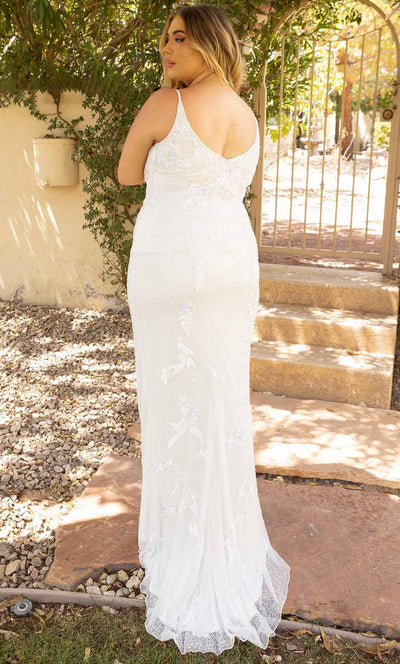 Primavera Couture 14005 - Soft-Giving Plunging Sheath Gown Prom Dresses