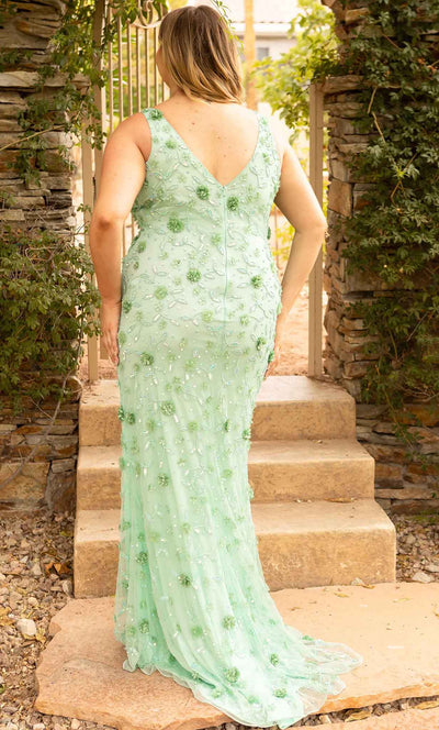 Primavera Couture 14009 - Leaf-Detailed Sheath Gown Prom Dresses