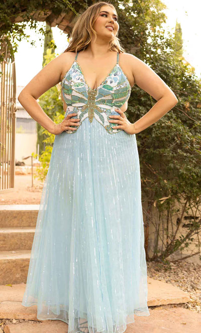Primavera Couture 14011 - Butterfly Top Sequined Flowy Dress Evening Dresses