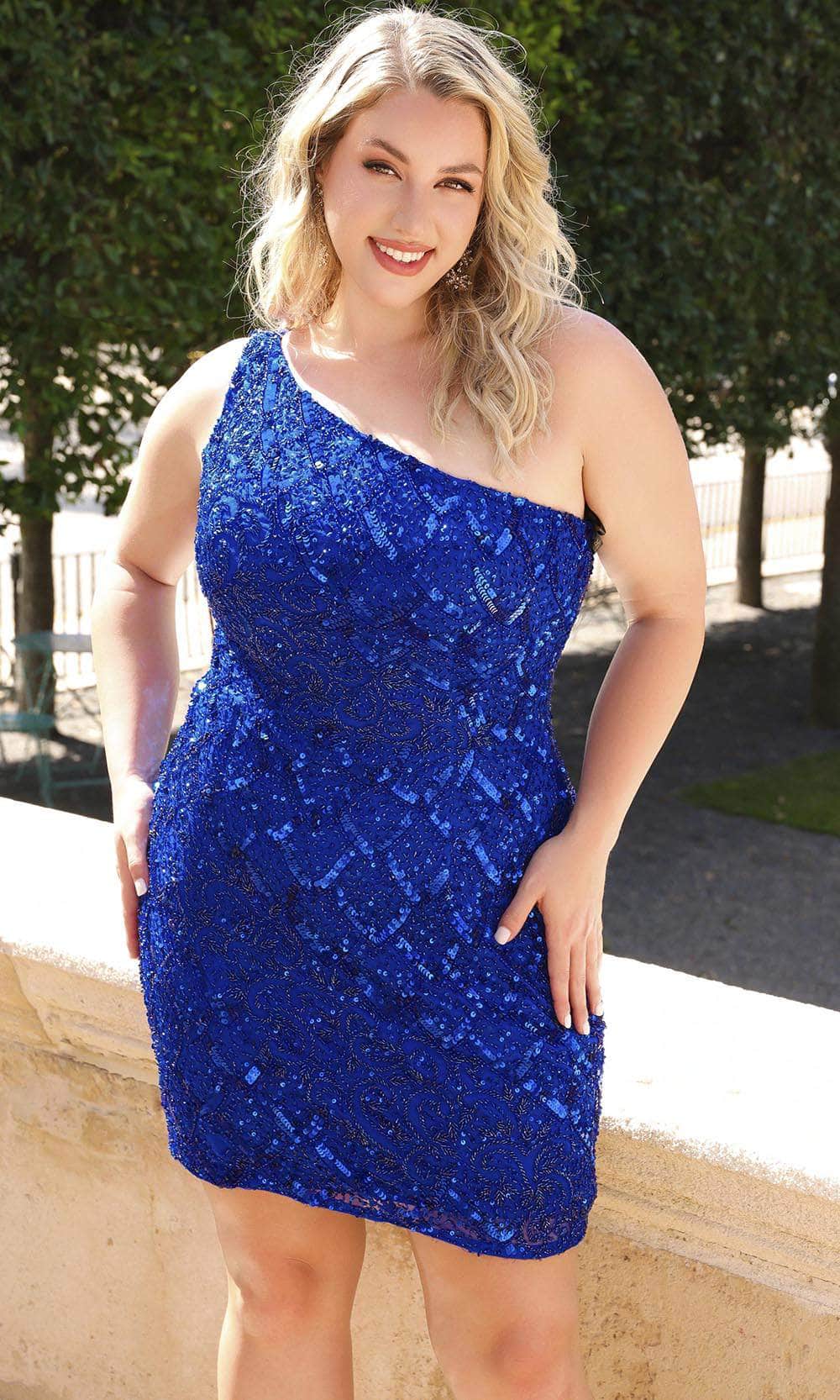 Primavera Couture 14023 - One Shoulder Homecoming Dress Cocktail Dresses 14W / Royal Blue