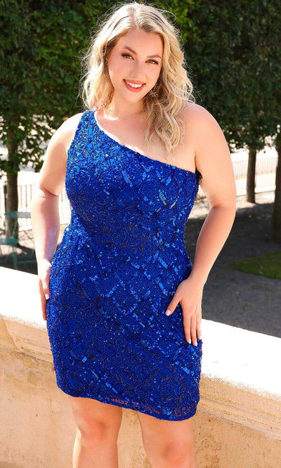 Primavera Couture 14023 - One Shoulder Homecoming Dress Cocktail Dresses 14W / Royal Blue