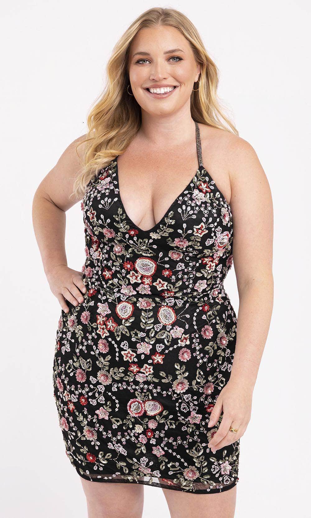 Primavera Couture 14034 - Crisscross Sleeveless Cocktail Dress Cocktail Dresses 14W / Black Multi