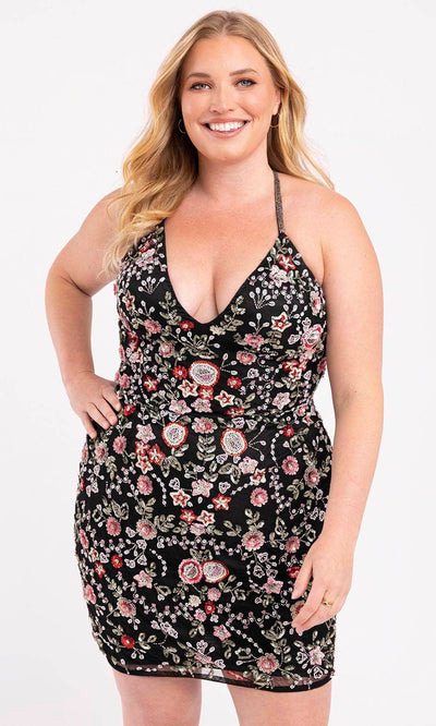 Primavera Couture 14034 - Crisscross Sleeveless Cocktail Dress Cocktail Dresses 14W / Black Multi