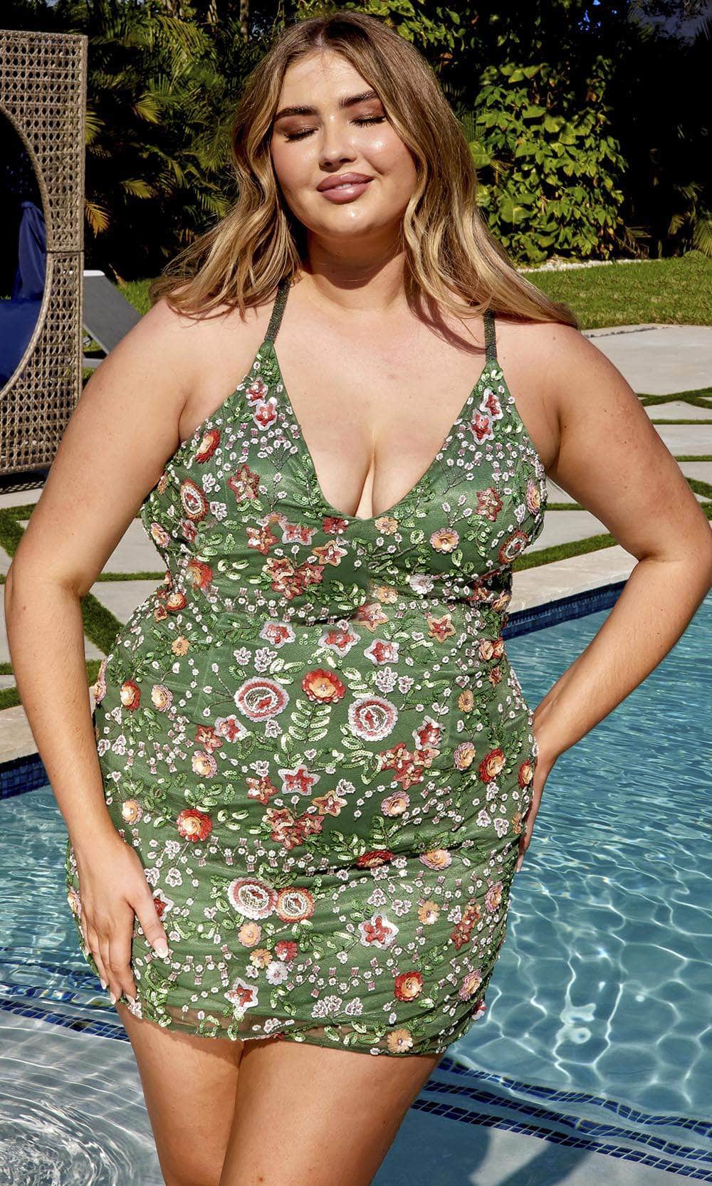 Primavera Couture 14034 - Crisscross Sleeveless Cocktail Dress Cocktail Dresses 14W / Sage Green