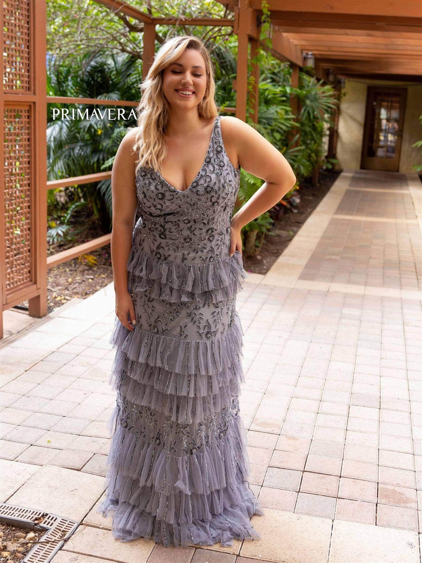 Primavera Couture 14052 - Sequin Embellished V-Neck Dress Special Occasion Dress