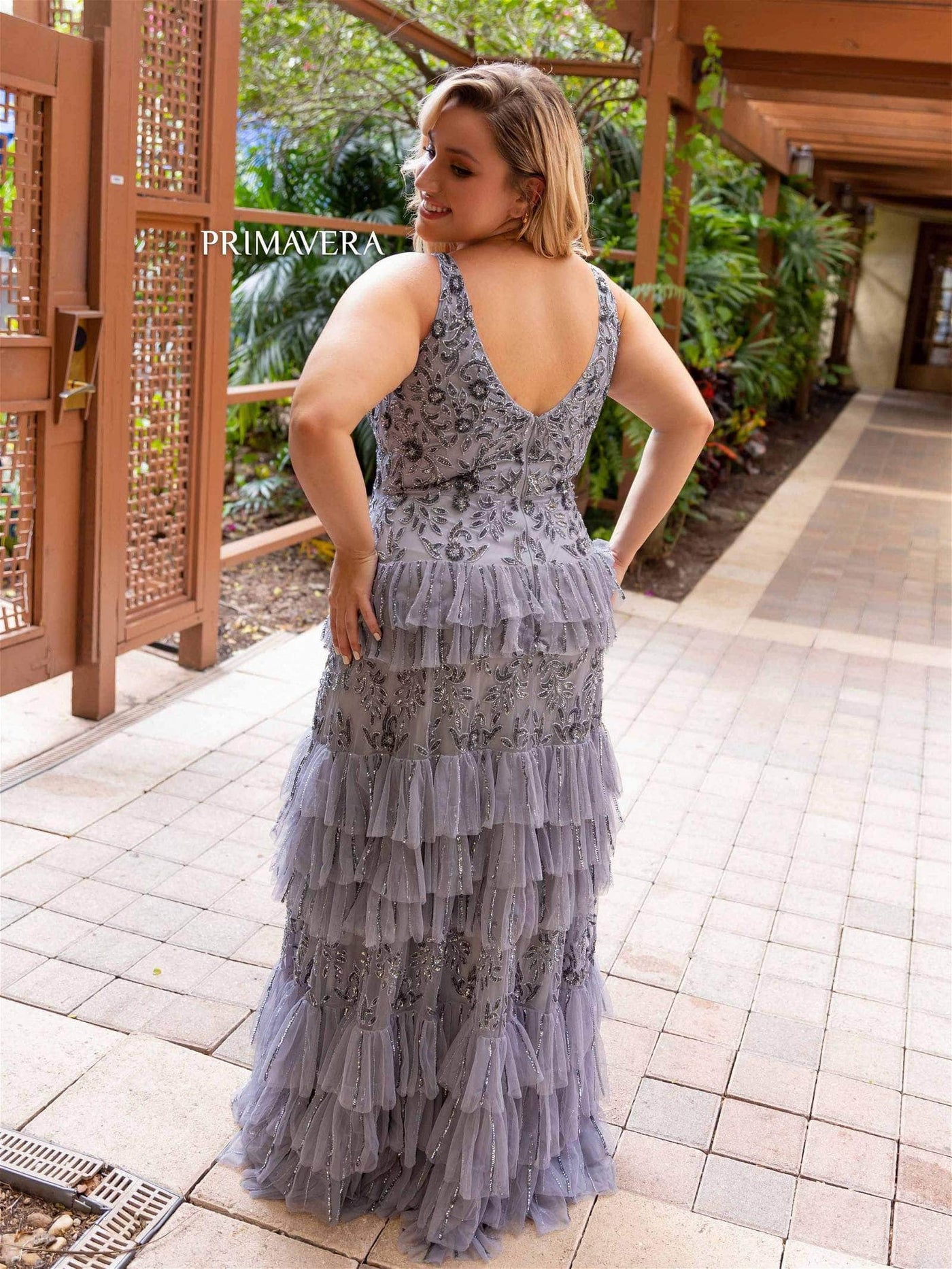 Primavera Couture 14052 - Sequin Embellished V-Neck Dress Special Occasion Dress