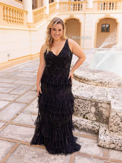 Primavera Couture 14052 - Sequin Embellished V-Neck Dress Special Occasion Dress