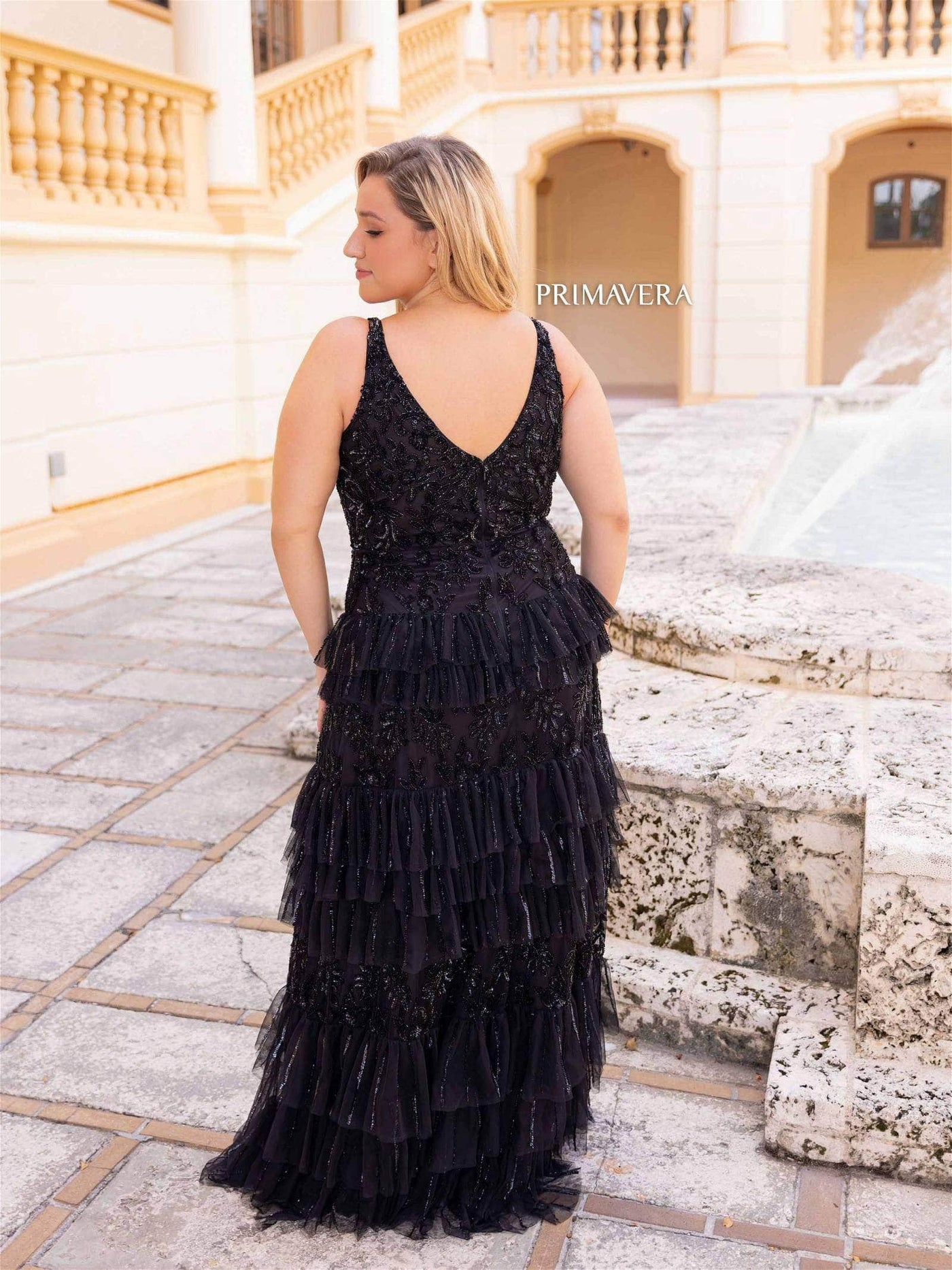 Primavera Couture 14052 - Sequin Embellished V-Neck Dress Special Occasion Dress