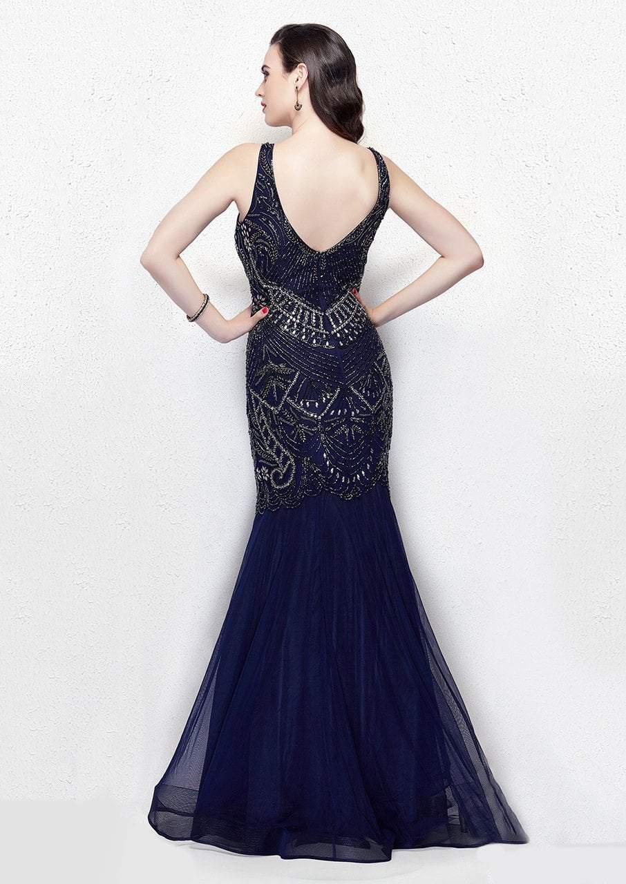 Primavera Couture - 3001 Embellished V-neck Trumpet Dress Special Occasion Dress