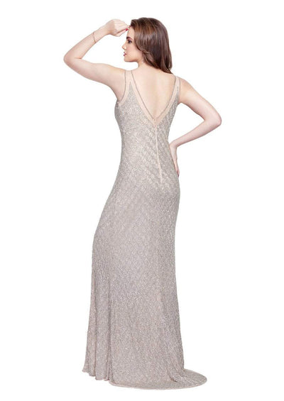 Primavera Couture - 3017 Beaded Illusion V-neck Sheath Dress Special Occasion Dress