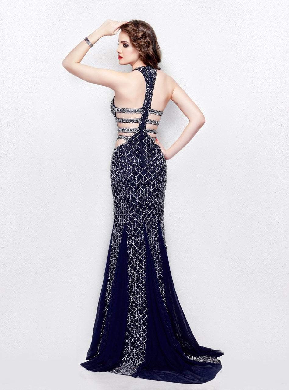 Primavera Couture - 3035 Halter Embellished Strappy Back Evening Gown Special Occasion Dress