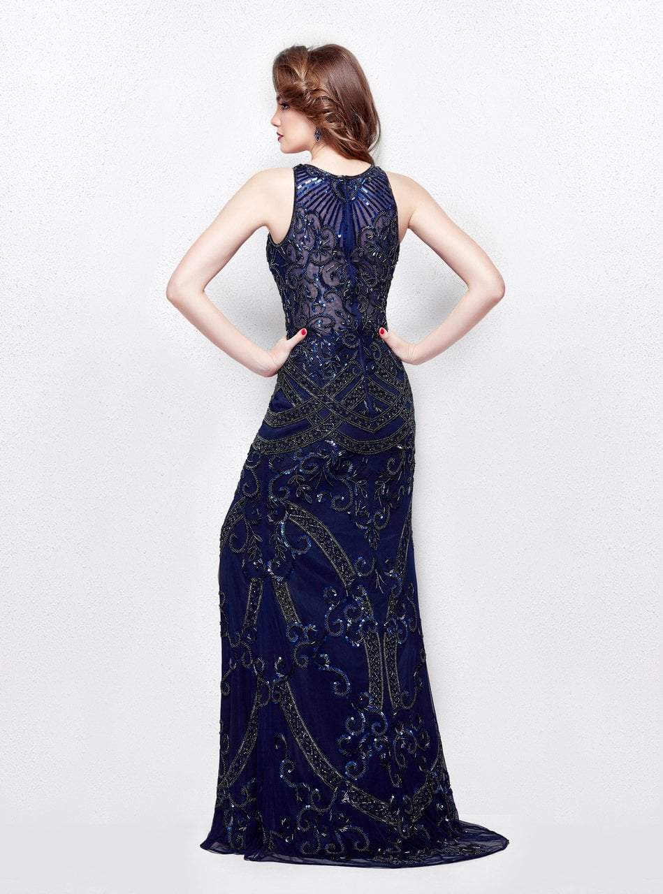 Primavera Couture - 3037 Beaded Jewel Neck Sheath Dress Special Occasion Dress