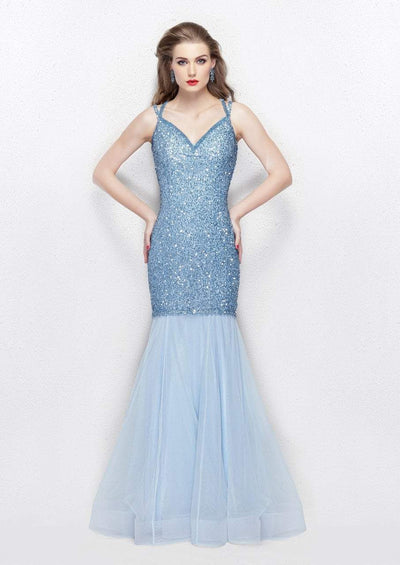 Primavera Couture - 3039 Sparkling Sequined Sleeveless Mermaid Gown Special Occasion Dress 0 / Perriwinkle