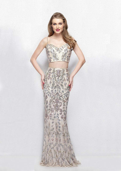 Primavera Couture - 3041 Two-Piece Shimmering Beaded Evening Gown Special Occasion Dress 0 / Blush Multi