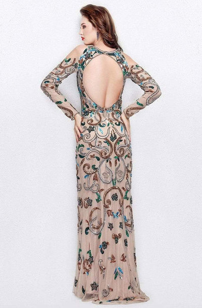 Primavera Couture - 3044 Sequined Jewel Long Sleeves Gown Special Occasion Dress