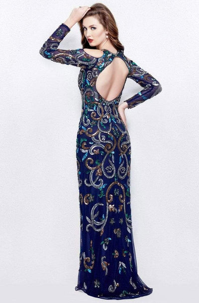 Primavera Couture - 3044 Sequined Jewel Long Sleeves Gown Special Occasion Dress