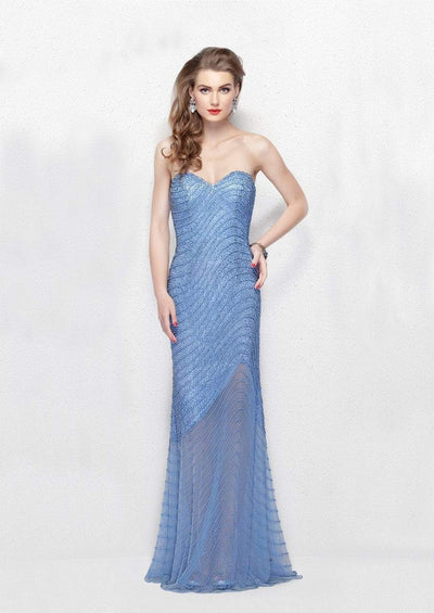 Primavera Couture - 3045 Strapless Swirl Suffused Evening Gown Special Occasion Dress 0 / Perriwinkle