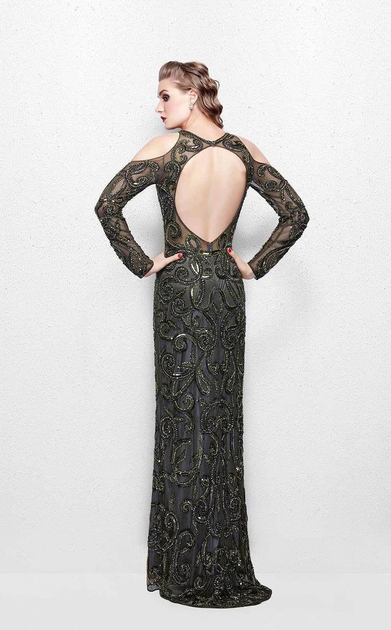 Primavera Couture - 3081 Beaded Long Sleeve Fitted Dress Special Occasion Dress