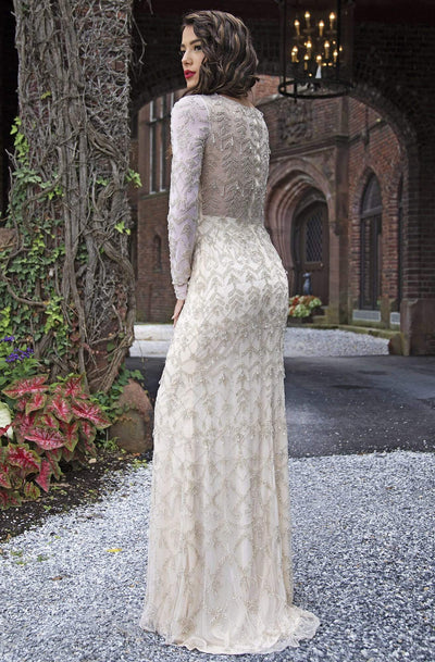 Primavera Couture - 3181 Sequined Long Sleeves Sheath Gown Special Occasion Dress