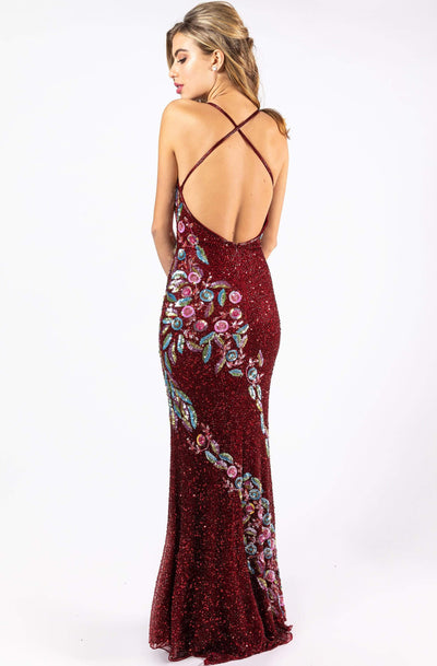 Primavera Couture - 3243 Vibrant Contrast Floral Beaded Gown Special Occasion Dress