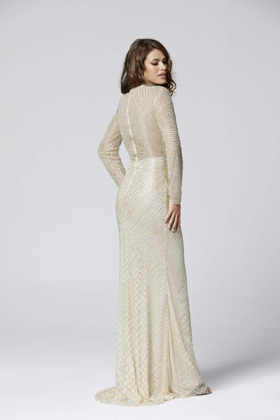 Primavera Couture - 3370 Beaded Long Sleeve High Neck Sheath Dress Special Occasion Dress