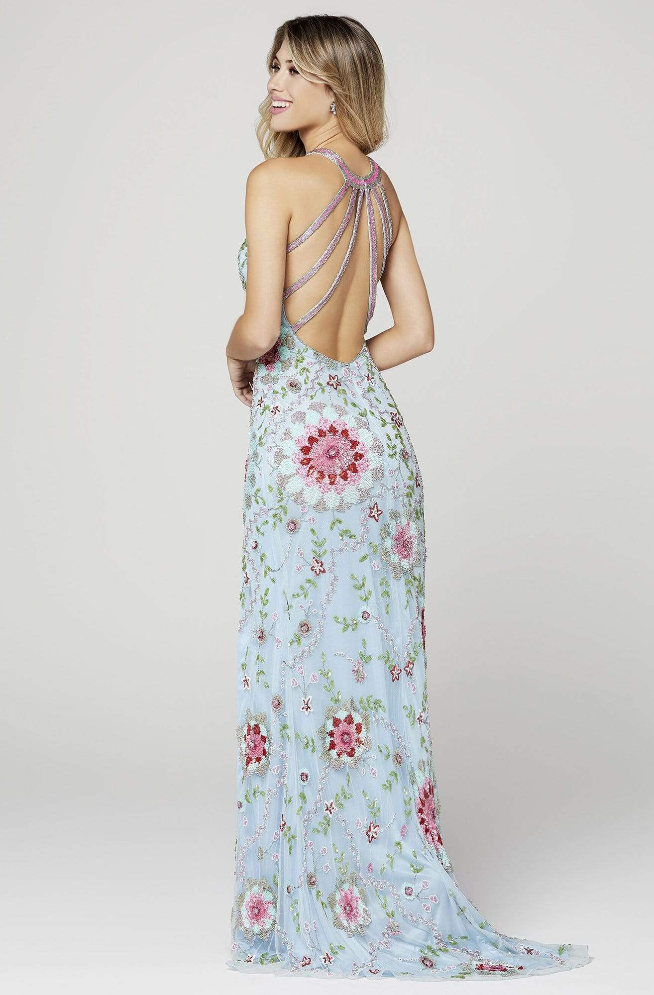 Primavera Couture - 3461 Sequined Halter Neck Sheath Dress Prom Dresses