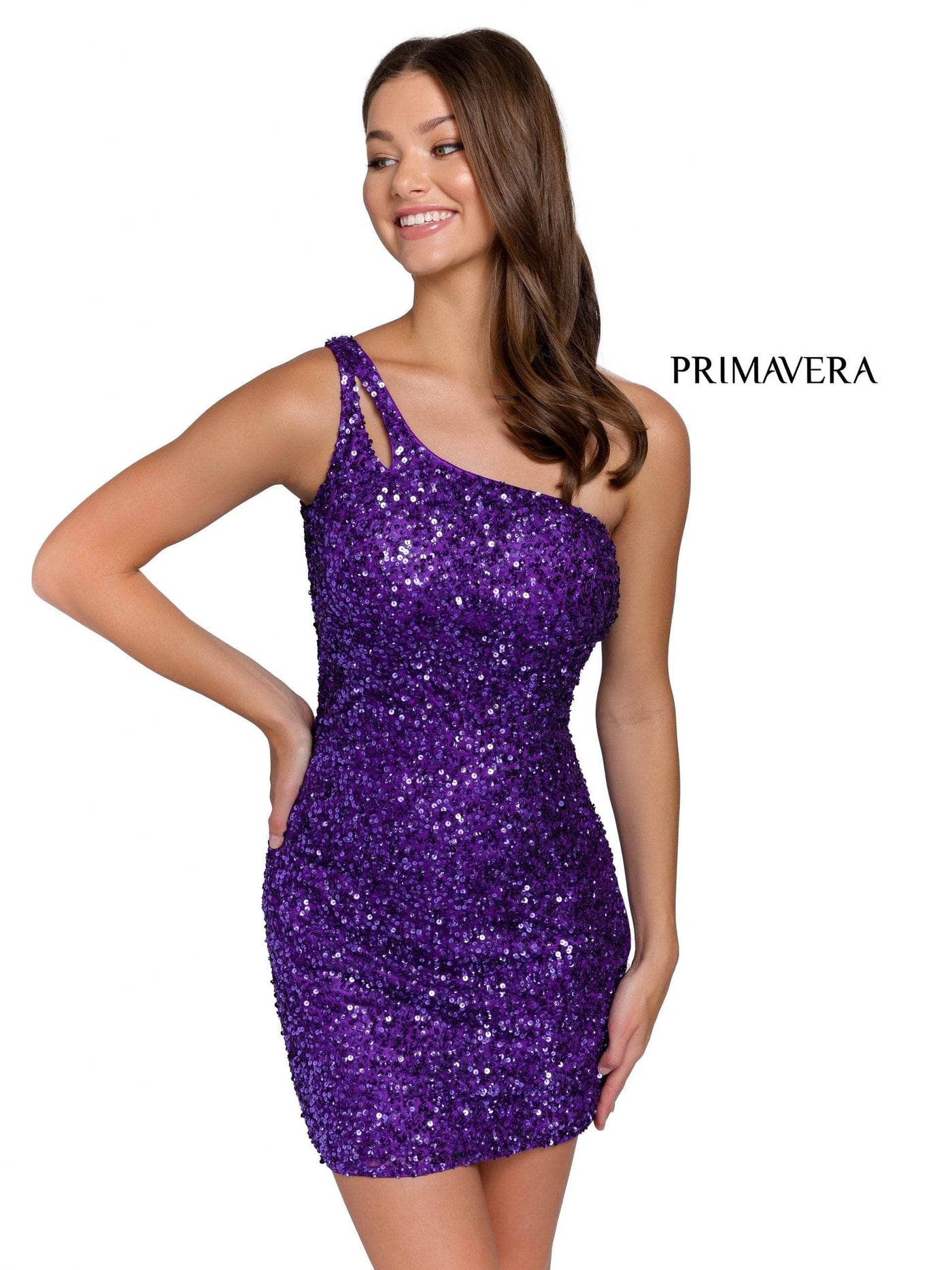 Primavera Couture - 3573 Cut-Out Sequined Fitted Cocktail Dress Homecoming Dresses