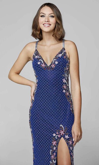Primavera Couture - 3604 Embellished Plunging V Neck Long Dress Evening Dresses