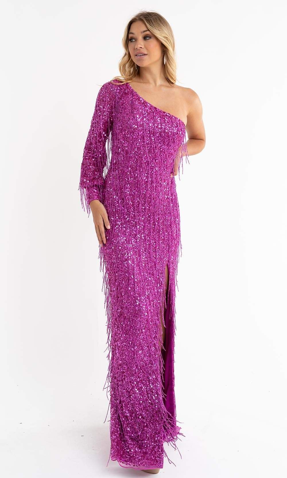 Primavera Couture - 3739 Sequin Asymmetrical Gown Special Occasion Dress