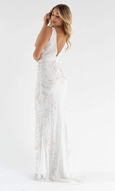 Primavera Couture - 3741 V-Neck Beaded Lace Long Gown Special Occasion Dress