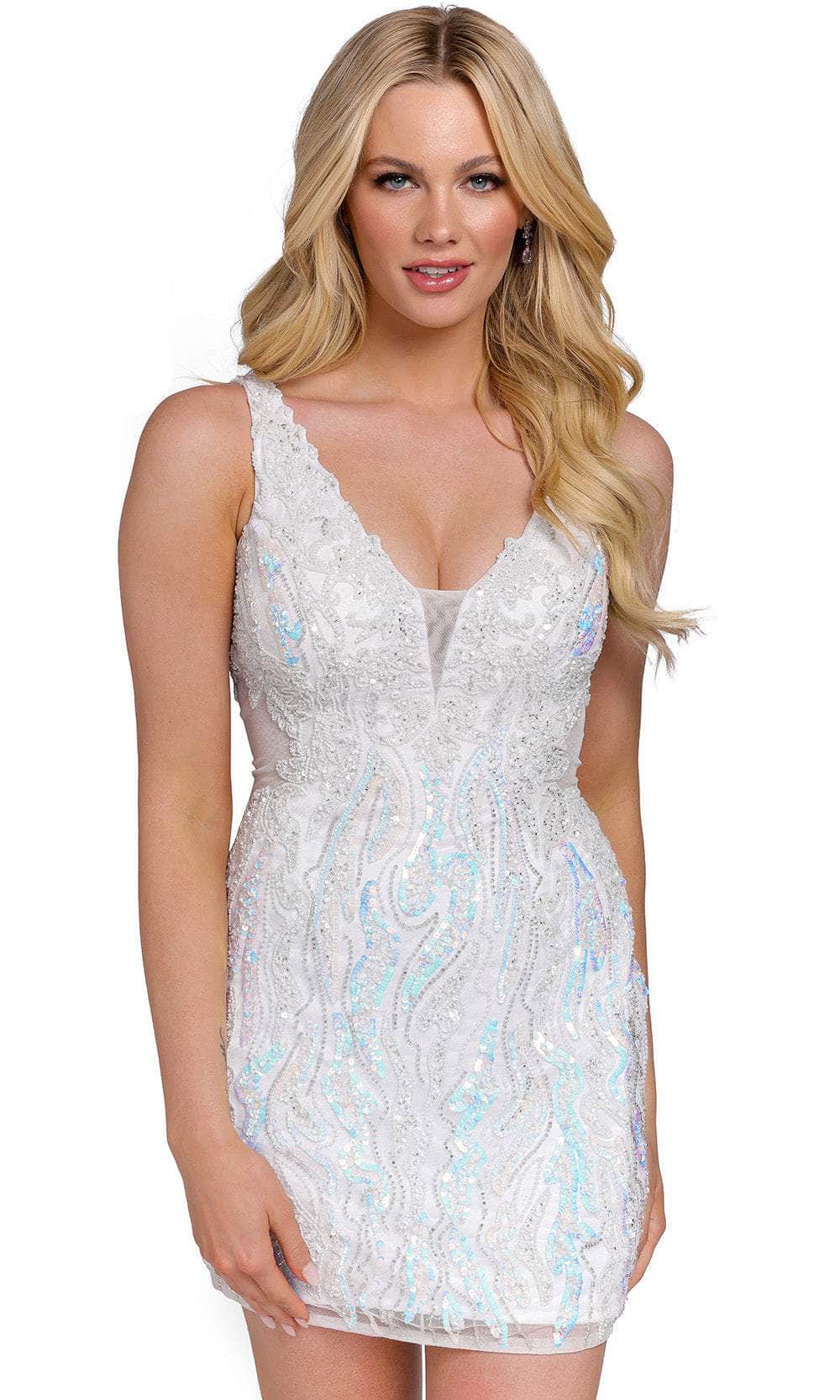 Primavera Couture 3822 - Embroidered Beaded Cocktail Dress Special Occasion Dress 00 / Ivory
