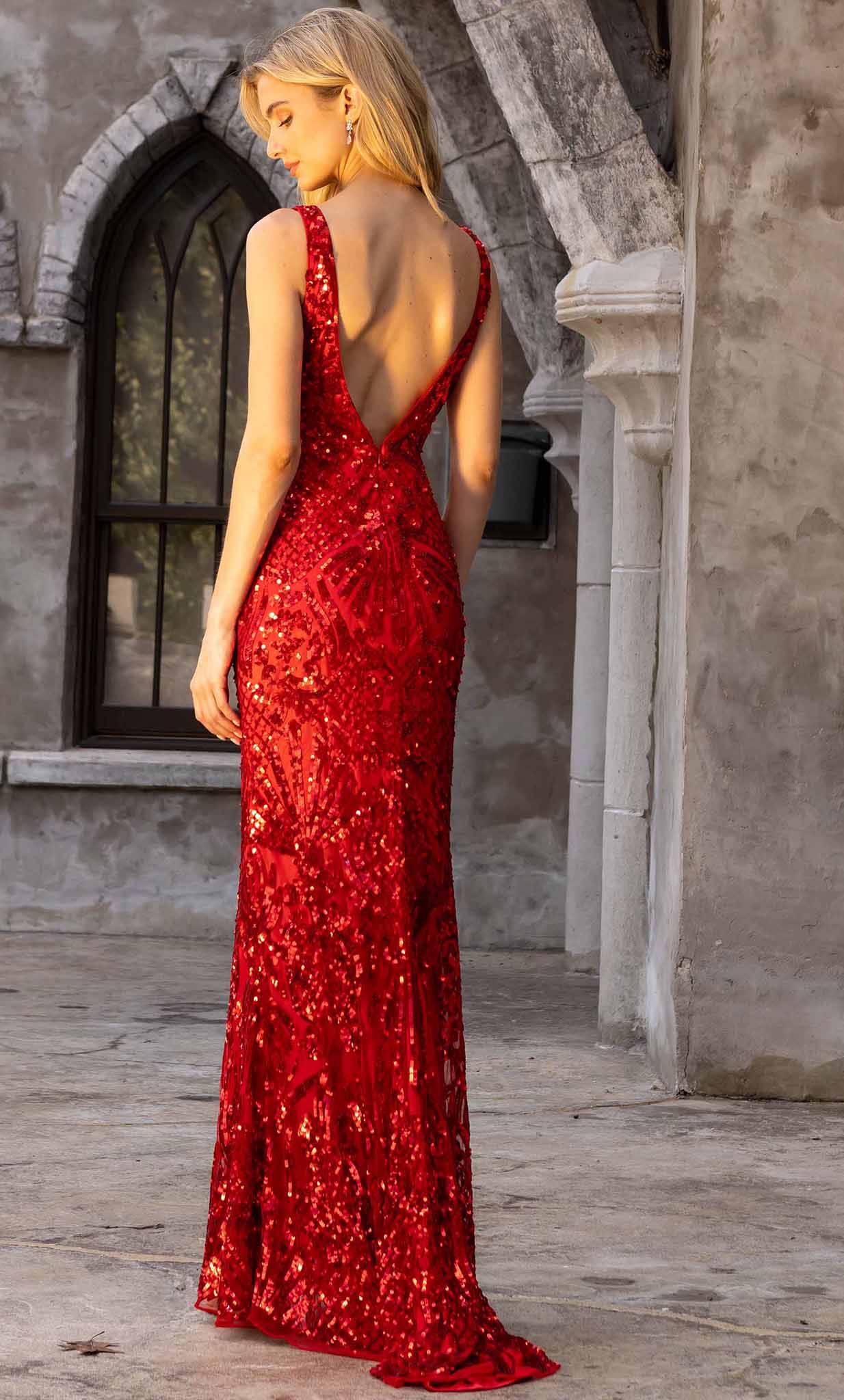 Primavera Couture 3908 - V-Back Intricate Sequin Prom Gown Special Occasion Dress