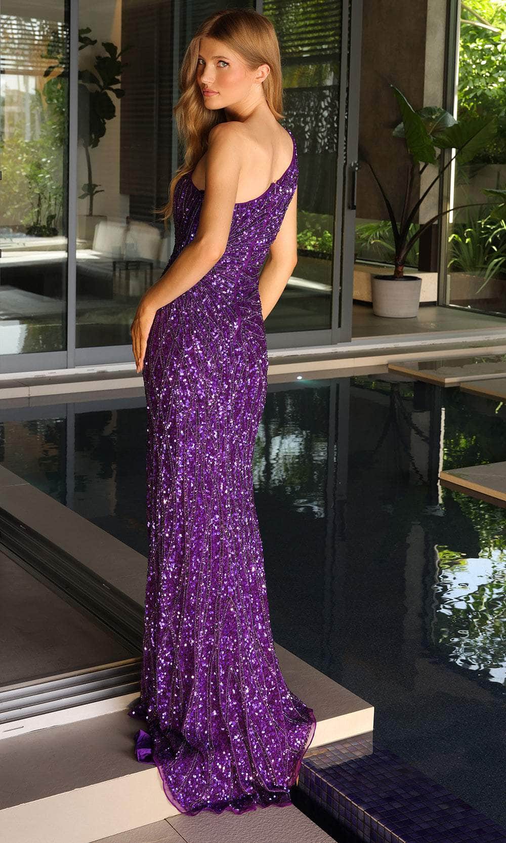 Primavera Couture 4133 - Asymmetrical Sequin Prom Dress Special Occasion Dress