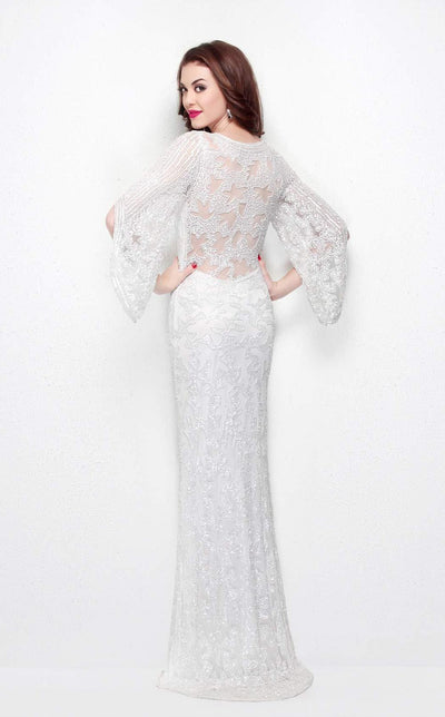 Primavera Couture - 9713 Sequined Flare Sleeve Illusion Sheath Gown Mother of the Bride Dresses