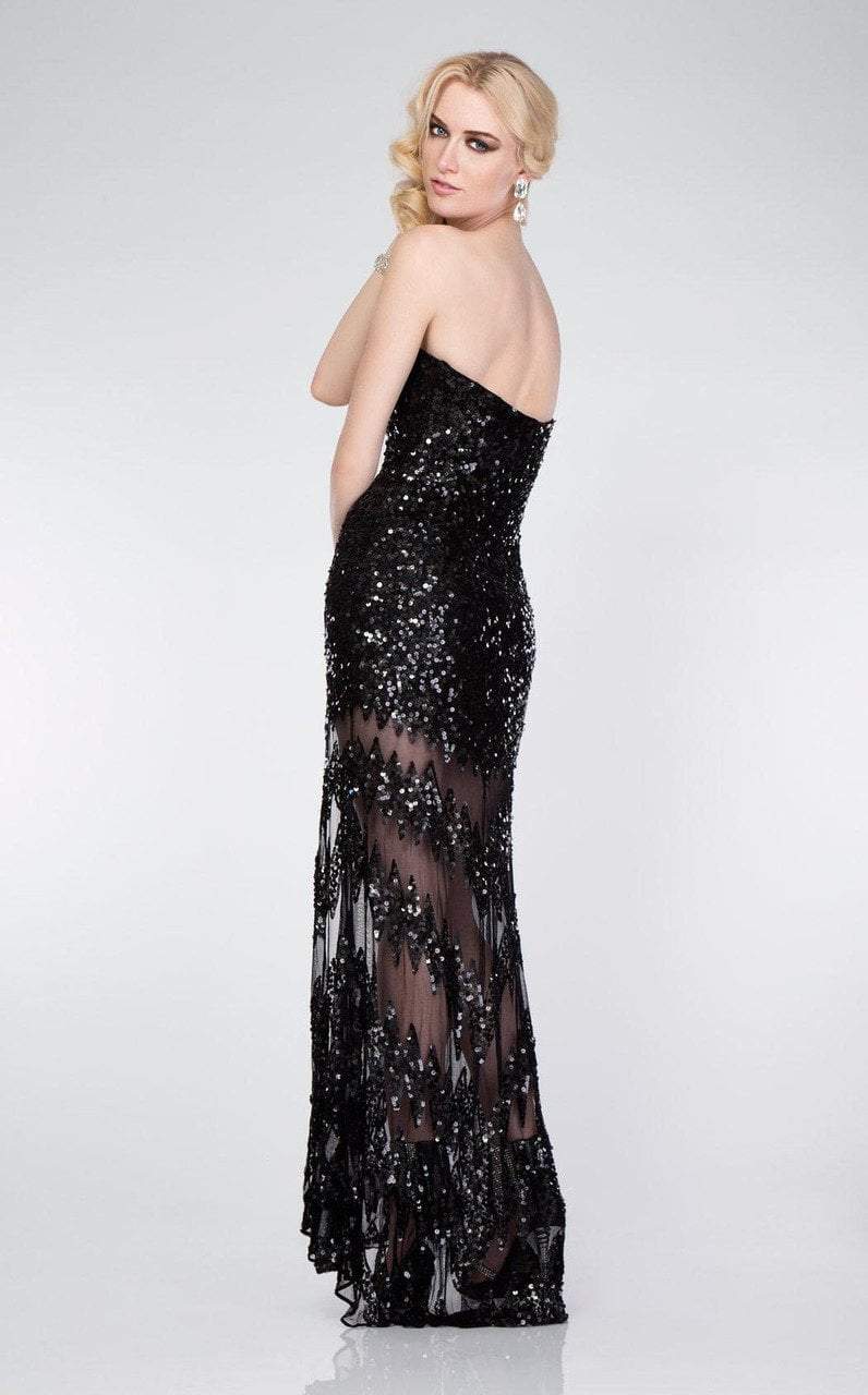 Primavera Couture - 9849 Strapless Sequined Gown with Zigzag Accents Special Occasion Dress