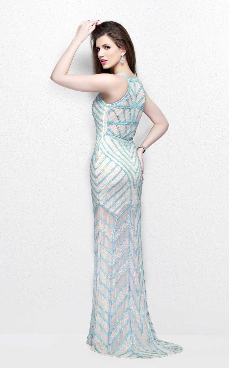 Primavera Couture - Bead Embellished Illusion Halter Neck Sheath Dress 1821 Special Occasion Dress