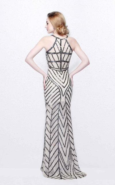 Primavera Couture - Bead Embellished Illusion Halter Neck Sheath Dress 1821 Special Occasion Dress