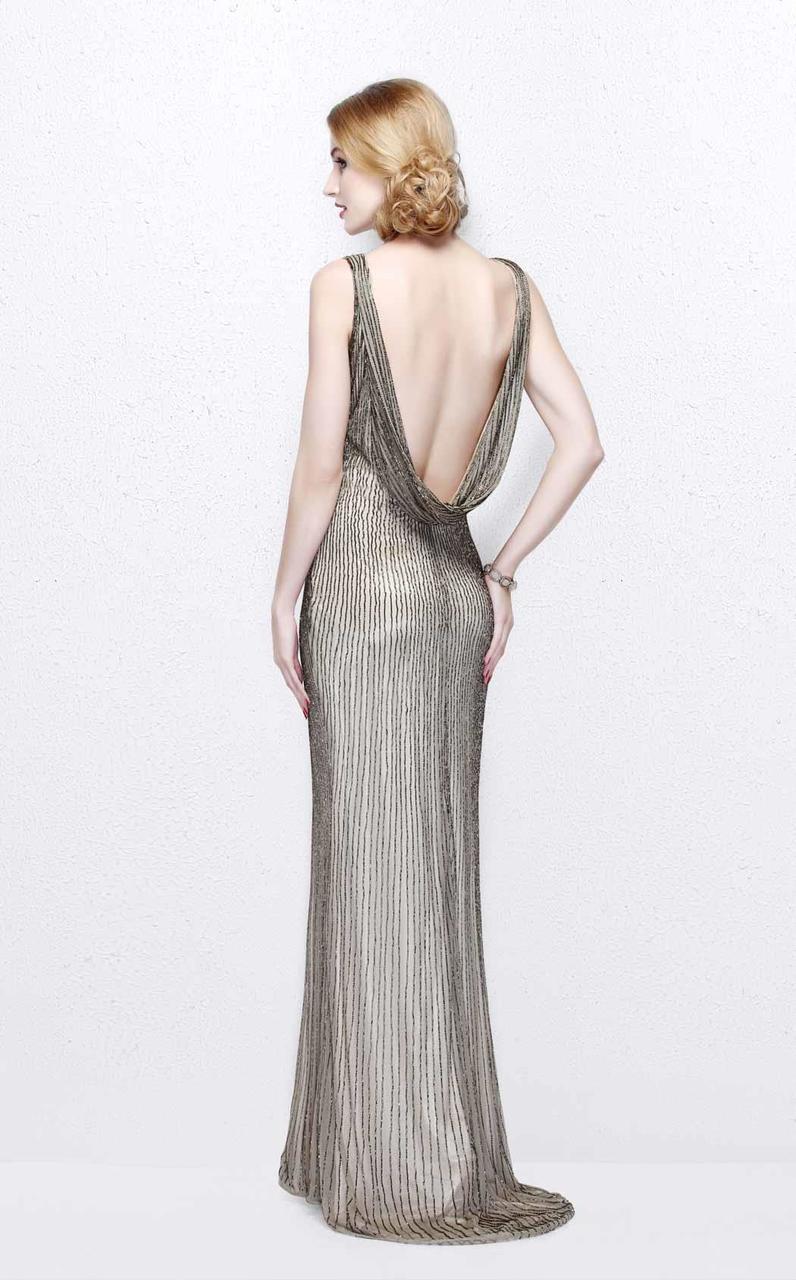 Primavera Couture - Bead Embellished V-Neck Sheath Dress 1259 Special Occasion Dress