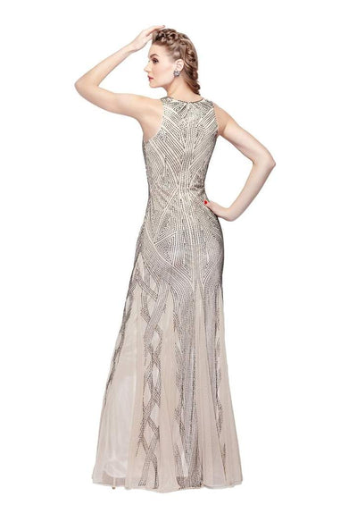 Primavera Couture Beaded Geo Patterned Sleeveless Sheath Gown 1271 - 1 Pc. Champagne in size 4 Available CCSALE