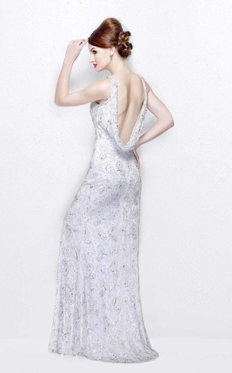 Primavera Couture - Exquisite Bateau Sheath Gown with a Cowl Back Accent 1887 Special Occasion Dress