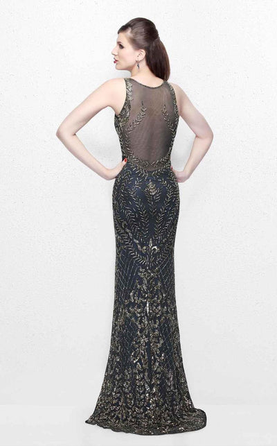 Primavera Couture - Gilded Sequins Bateau Illusion Sheath Gown 1742 Special Occasion Dress