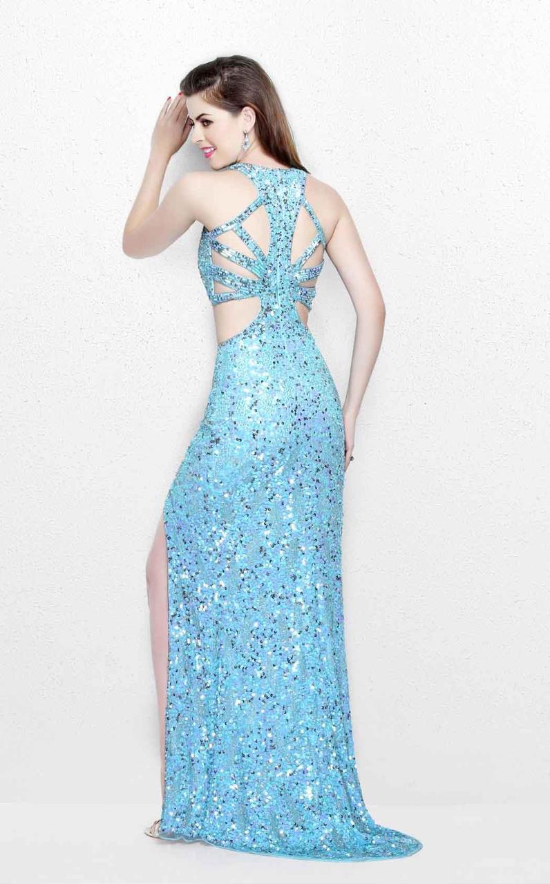 Primavera Couture - Glittering Two Piece Halter Long Gown with Slit 1866 Special Occasion Dress