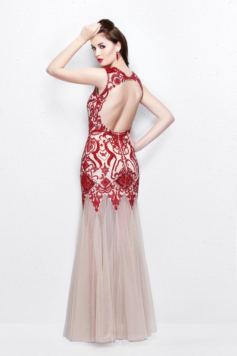 Primavera Couture - Intricately Ornate Cap Sleeve Bateau Tulle Trumpet Gown 1703 Special Occasion Dress