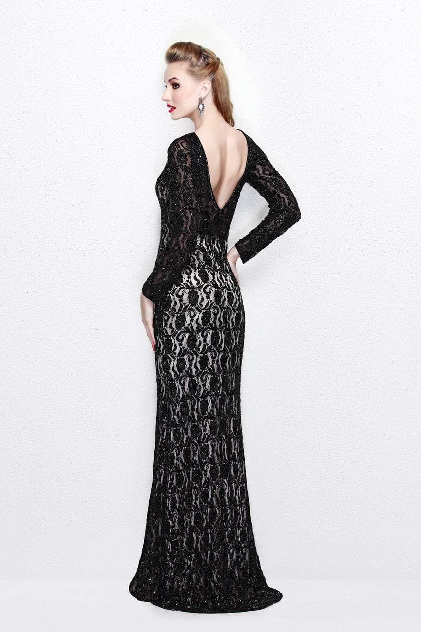 Primavera Couture - Posh Beaded Lace Bateau Illusion Sheath Gown 1710 Special Occasion Dress