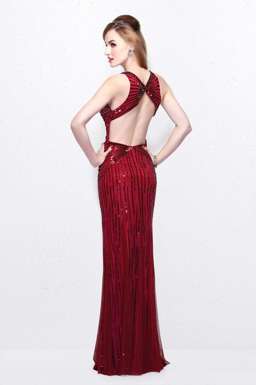Primavera Couture - Sleeveless V Neck Starburst Sheath Dress 9874 Special Occasion Dress