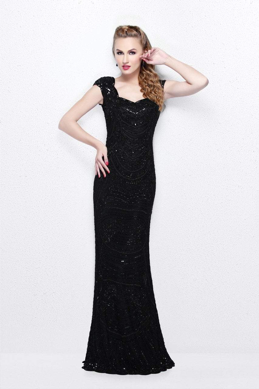 Primavera Couture - Statuesque Scalloped Sweetheart Illusion Sheath Gown 1681 Special Occasion Dress 0 / Black