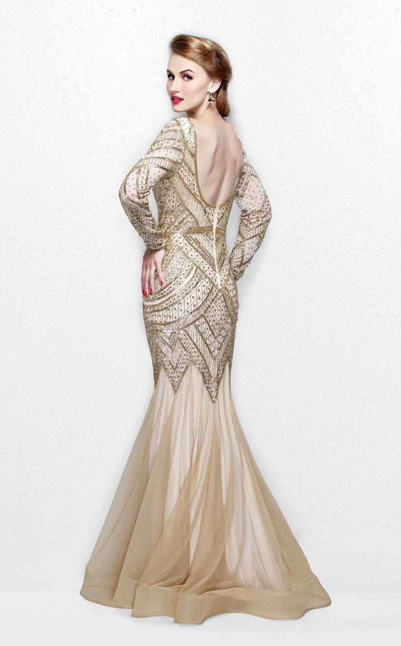 Primavera Couture - Stunning Beaded Long Sleeve Mermaid Gown 1725 Special Occasion Dress