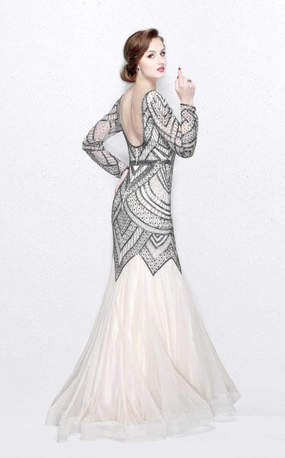 Primavera Couture - Stunning Beaded Long Sleeve Mermaid Gown 1725 Special Occasion Dress