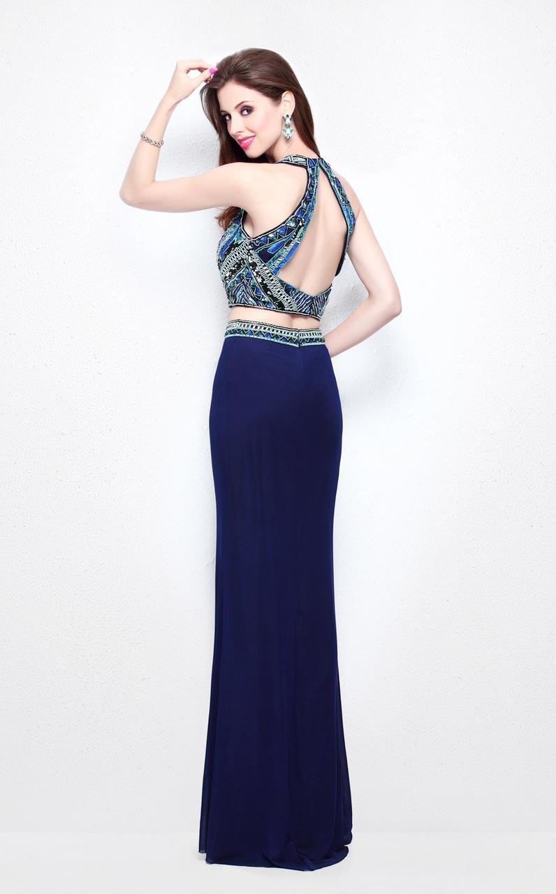 Primavera Couture - Two-Piece Sequined Halter Neck Jersey Sheath Gown 1594 Special Occasion Dress